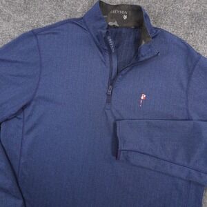 Greyson Friars Head Golf Club Tate 1/4 Zip Mens XL Blue Herringbone Performance